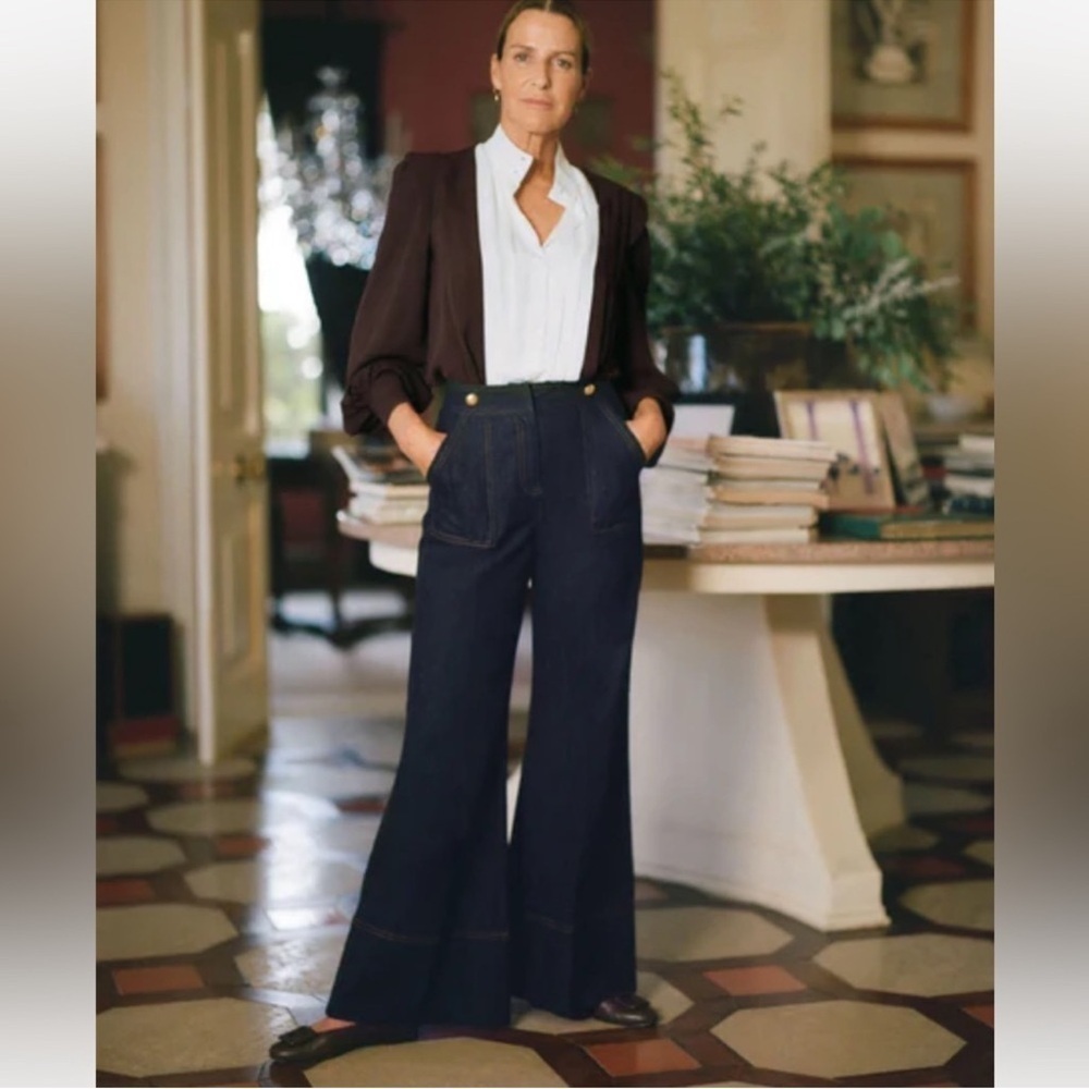 Tuckernuck x India Hicks Palladian Wide Leg Jeans 4 NWT High Rise Dark Wash - Picture 10 of 13